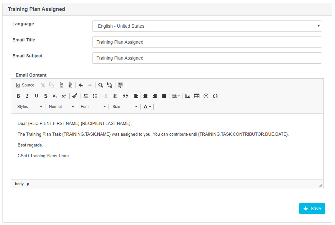 Email Template Management Training Plans Support Email Template Management Training Plans Support