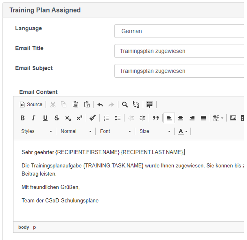 Email Template Management Training Plans Support Email Template Management Training Plans Support